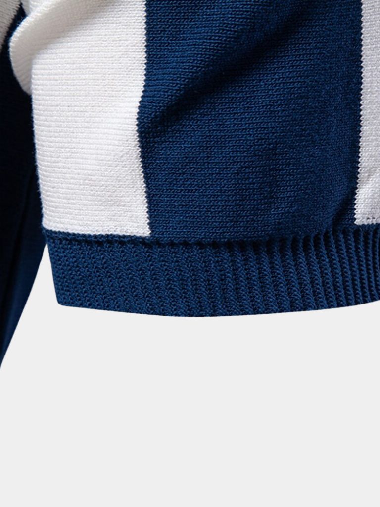 Navy Striped Polo - Leviana