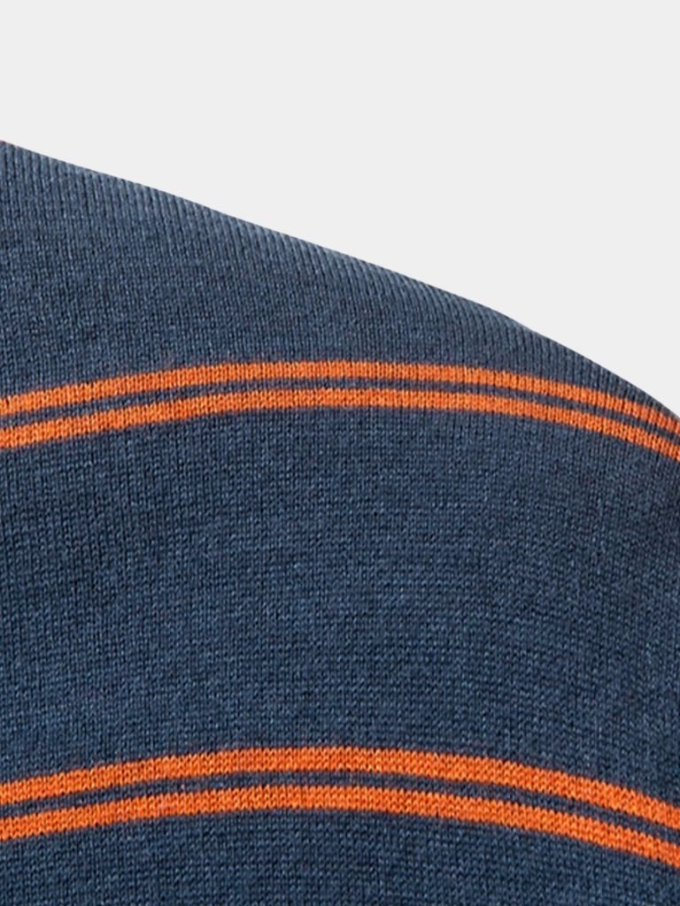 Navy Striped Polo at Sunset - Leviana