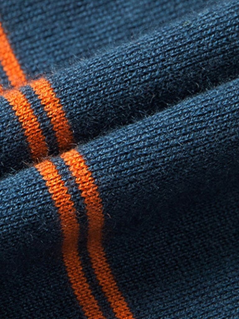 Navy Striped Polo at Sunset - Leviana
