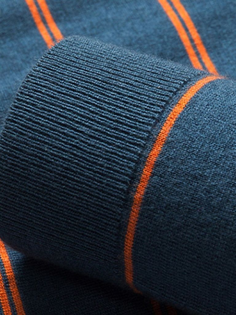 Navy Striped Polo at Sunset - Leviana