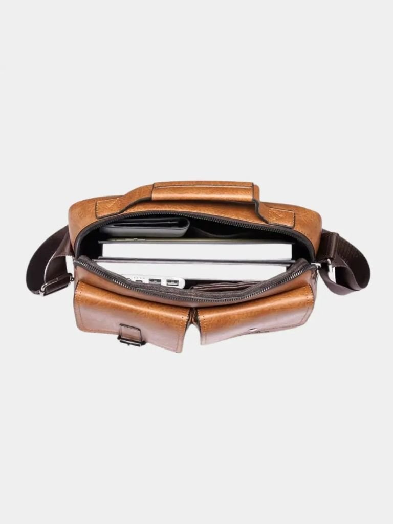 Leviana Vintage-Inspired Square Leather Crossbody Bag