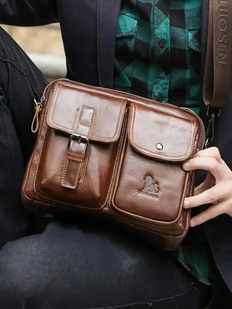 Leviana Vintage-Inspired Square Leather Crossbody Bag