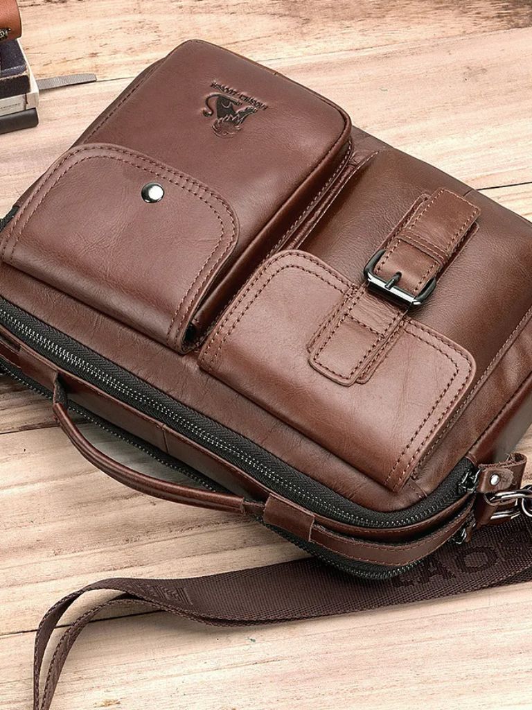 Leviana Vintage-Inspired Square Leather Crossbody Bag