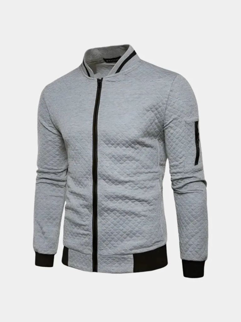 Leviana Casual Textured Bomber Jacket