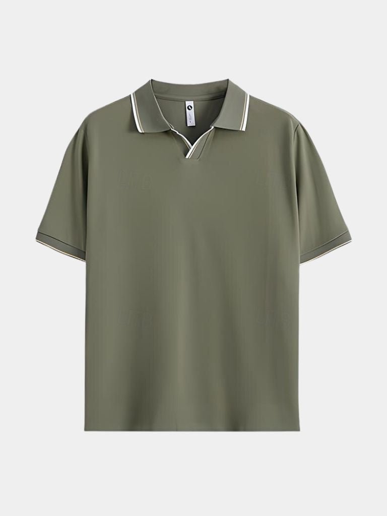 Timeless Black V-Neck Polo - Leviana