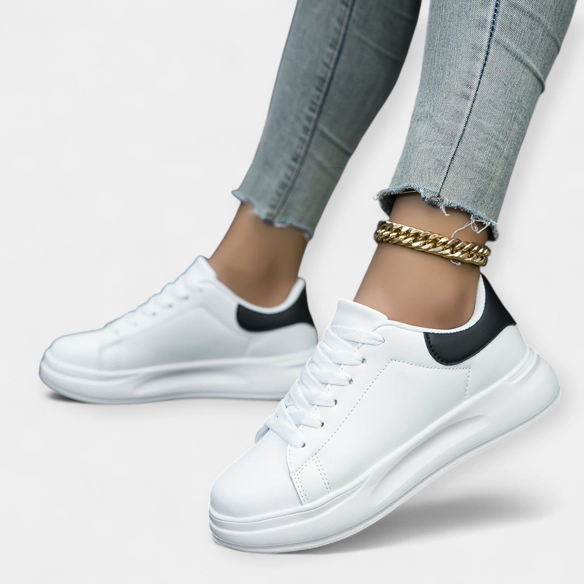 Baskets en Cuir Blanc