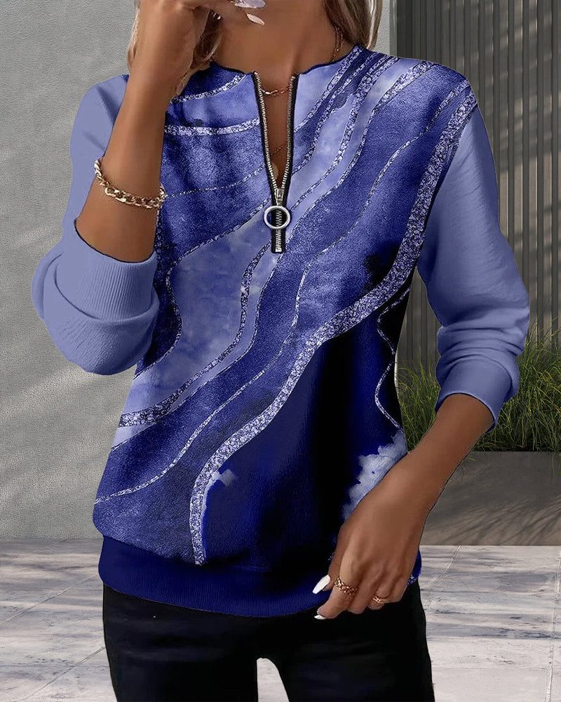 Janelle | Luxe Abstract Zip Sweatshirt
