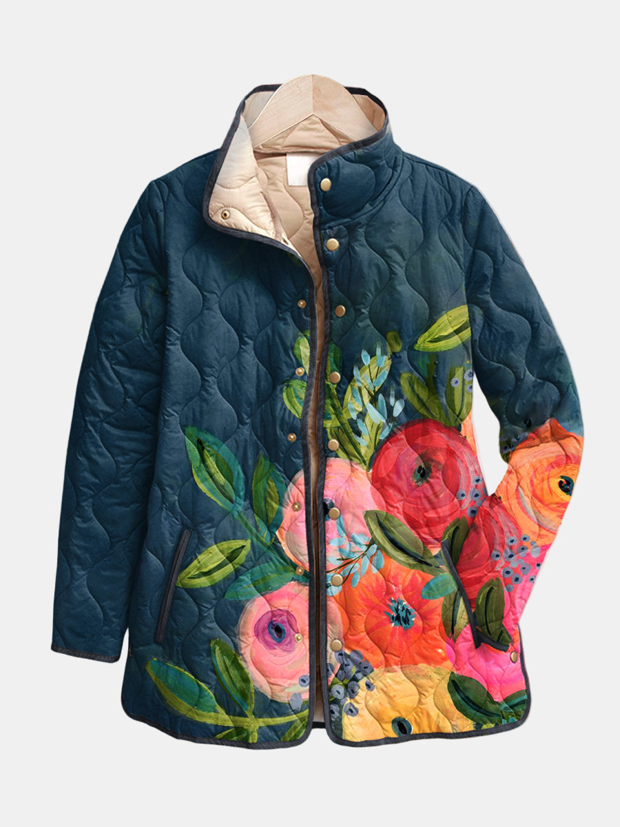ELINA | QUILTED JACKET WITH VINTAGE FLORAL PRINT