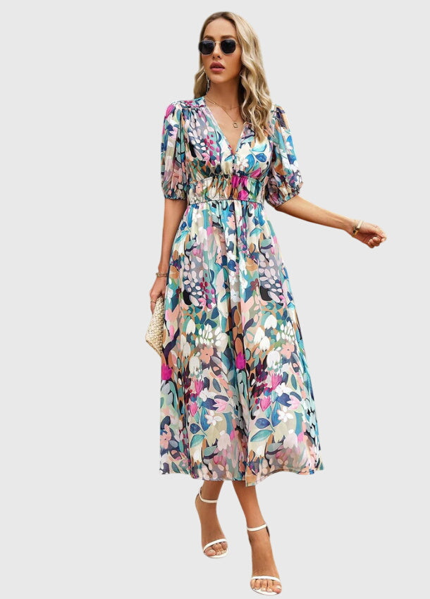 Merlin™ | Elegant Floral Midi Dress