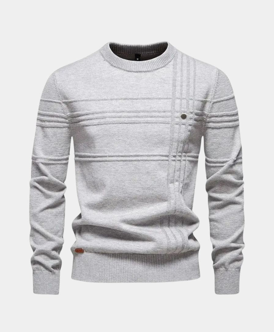 Knitted Striped Cotton Sweater - Leviana