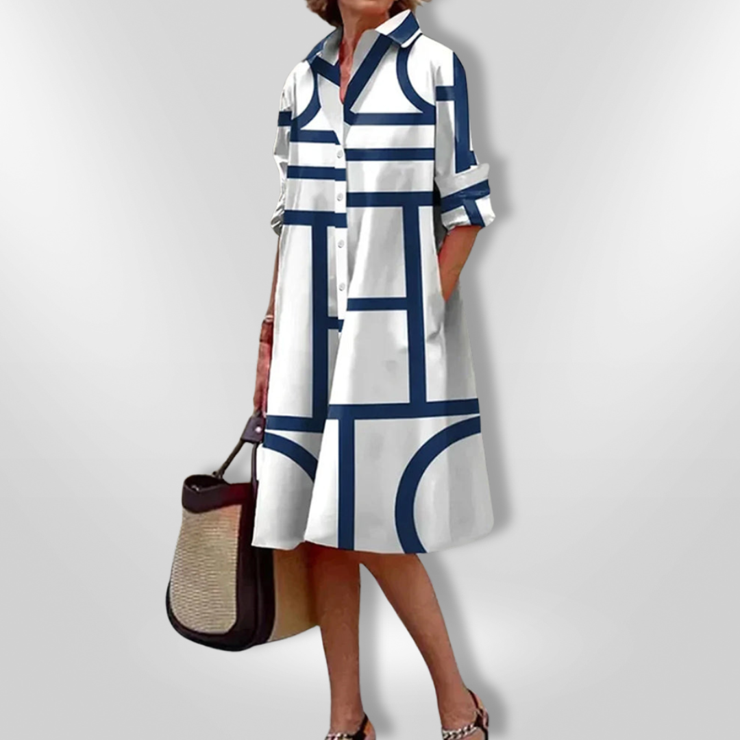 Amélie | Robe Midi avec Motif Géométrique