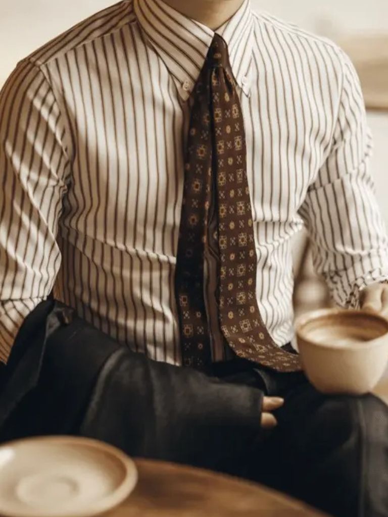 Leviana Brown Retro Striped Shirt