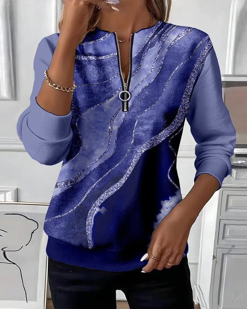 Janelle | Luxe Abstract Zip Sweatshirt