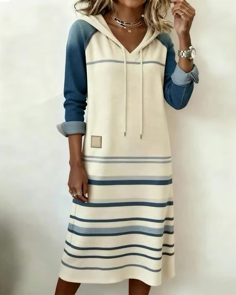 Janelle | Coastal Stripe Hoodie Dress