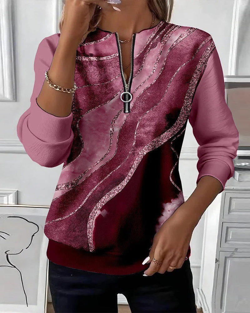 Janelle | Luxe Abstract Zip Sweatshirt
