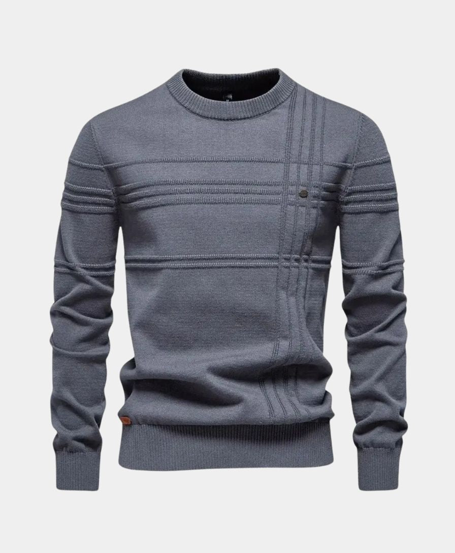 Knitted Striped Cotton Sweater - Leviana