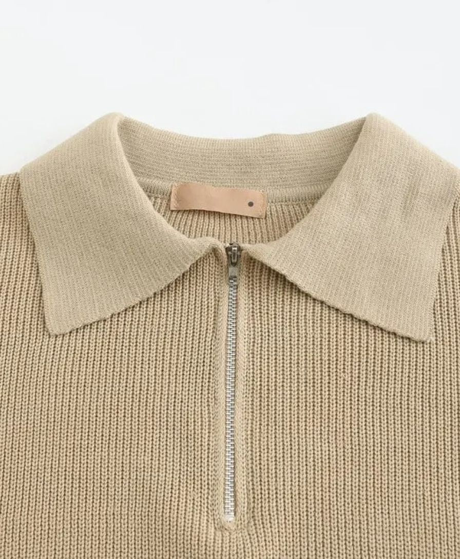 Essential Sweater with Zipped Polo - Leviana