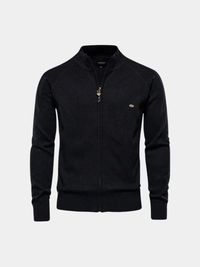 Simple Jacquard Zip Sweater - Leviana