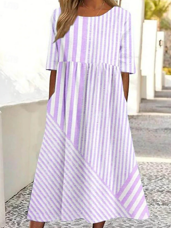 Leviana | Comfortable Striped Cotton Dress