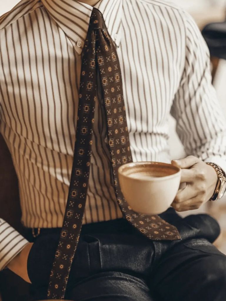 Leviana Brown Retro Striped Shirt