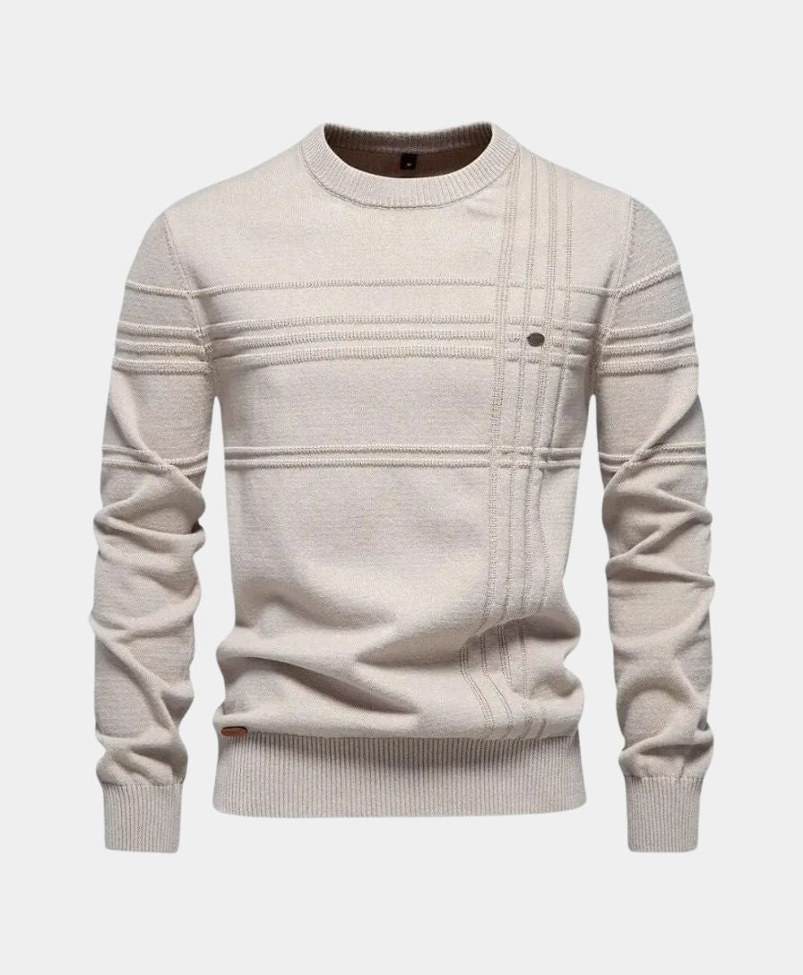 Knitted Striped Cotton Sweater - Leviana