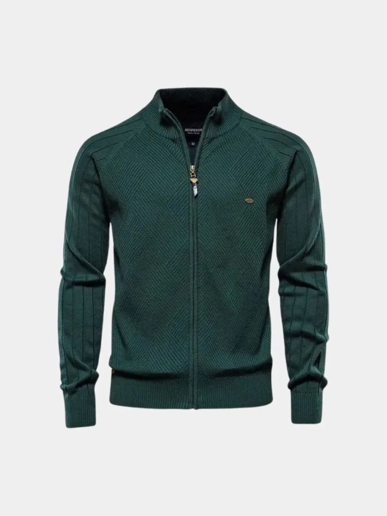 Simple Jacquard Zip Sweater - Leviana