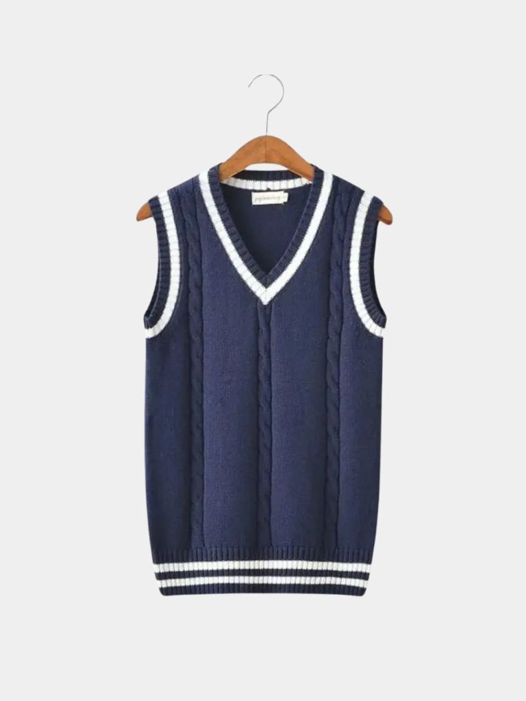 Elegant Knit Vest with V-Neck - Leviana
