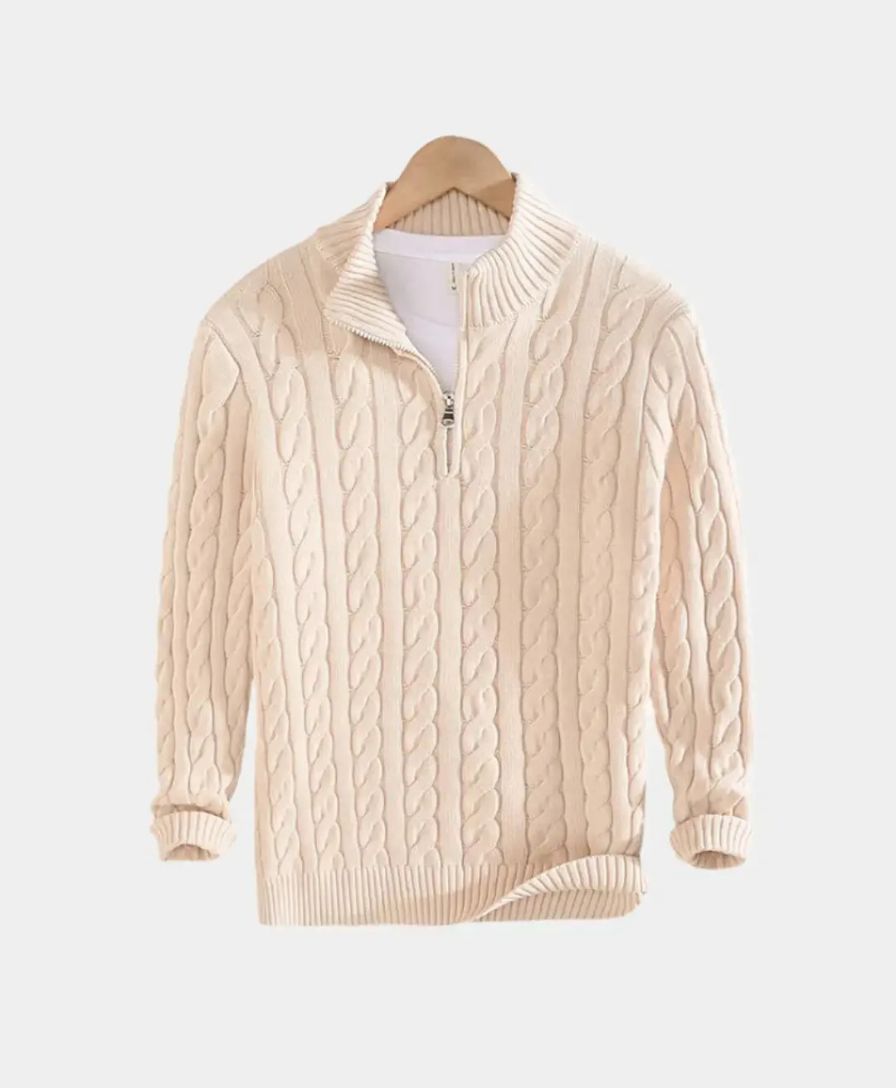 Essential Zip Collar Sweater - Leviana