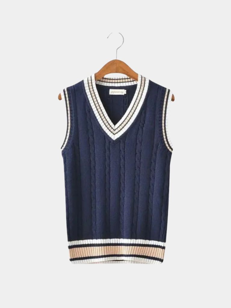 Elegant Knit Vest with V-Neck - Leviana