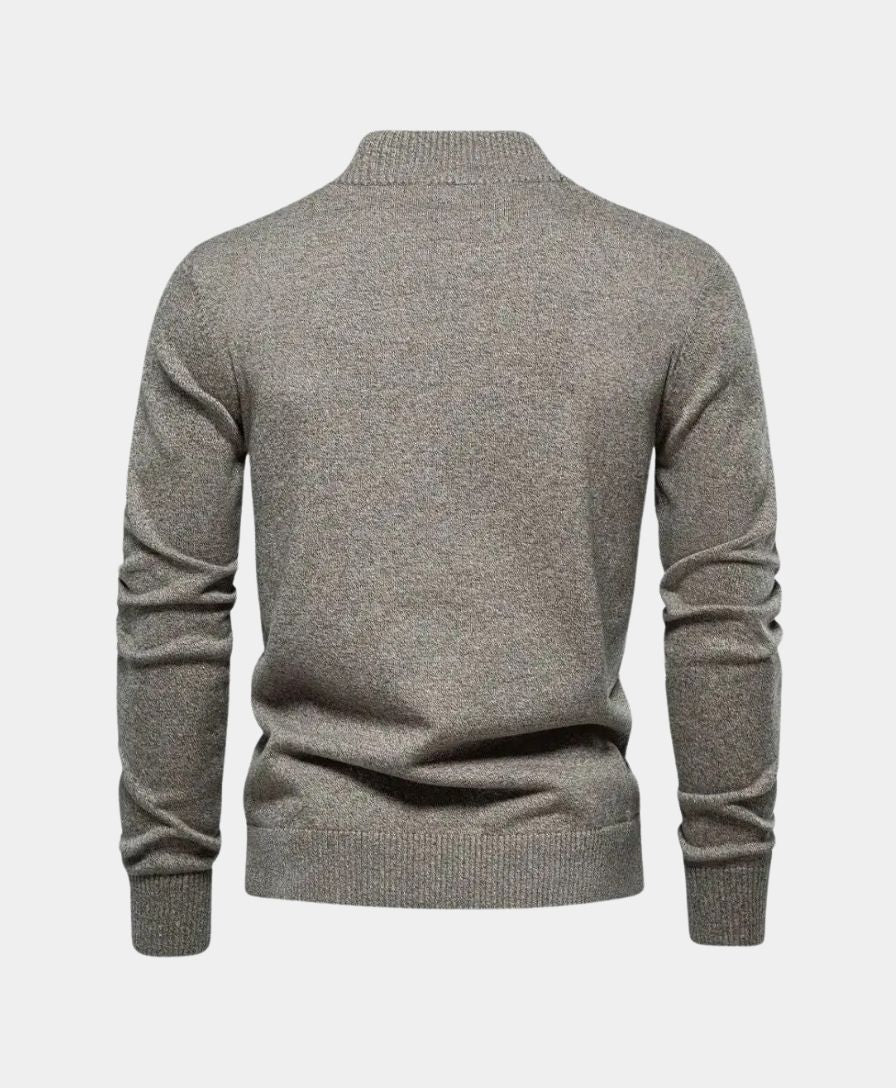 Knitted Cotton Sweater with High Collar - Leviana