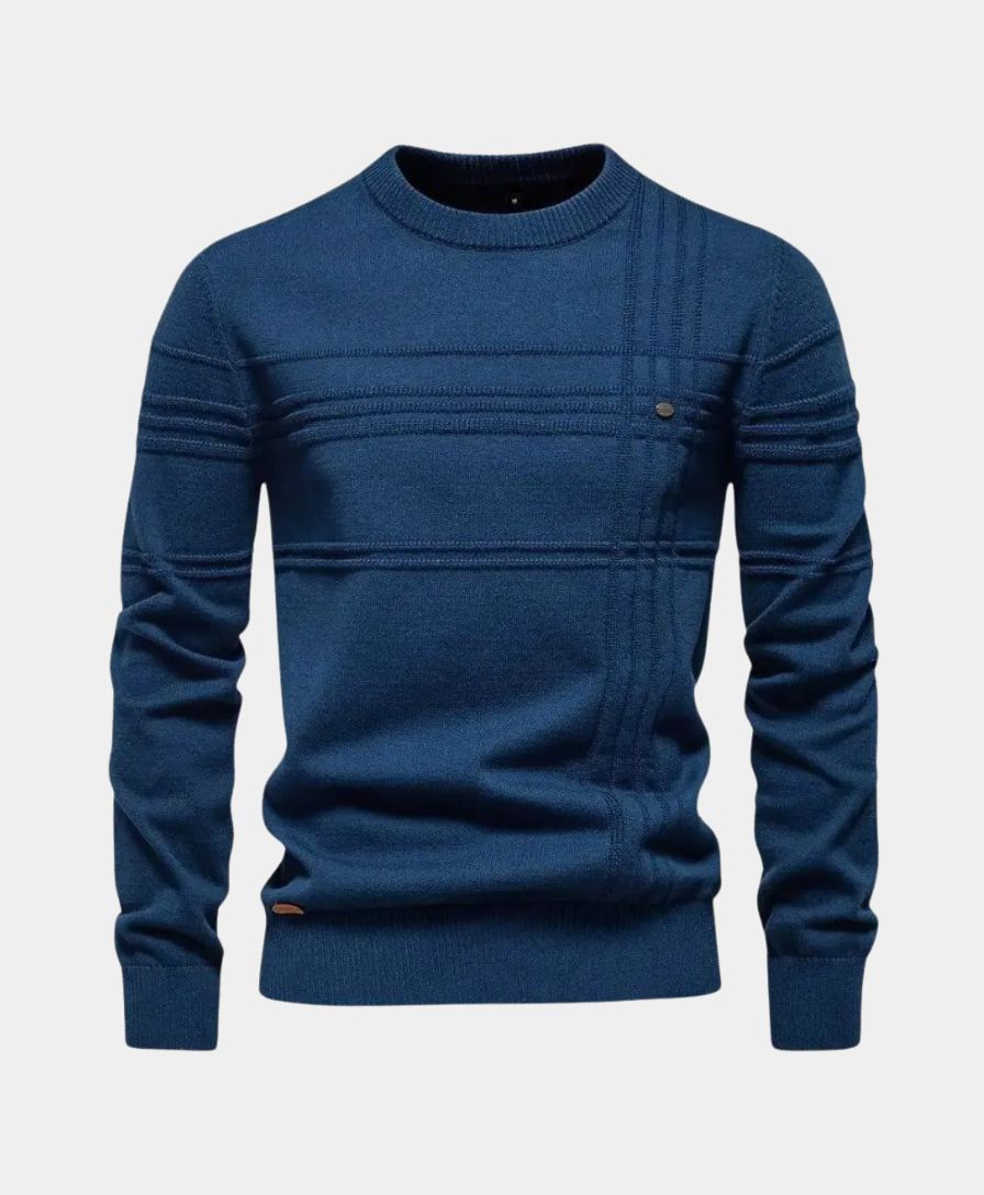 Knitted Striped Cotton Sweater - Leviana