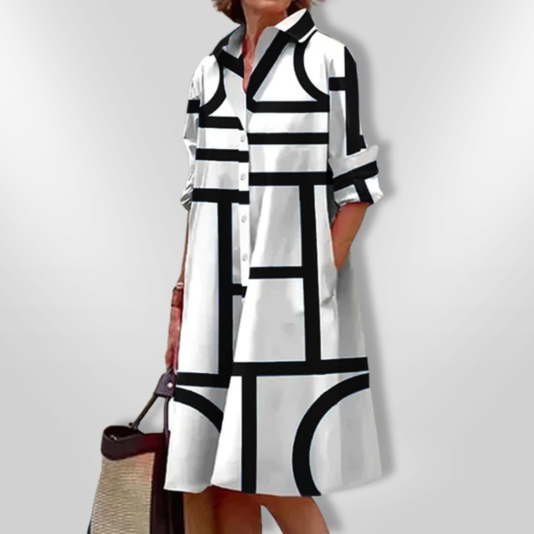Amélie | Robe Midi avec Motif Géométrique