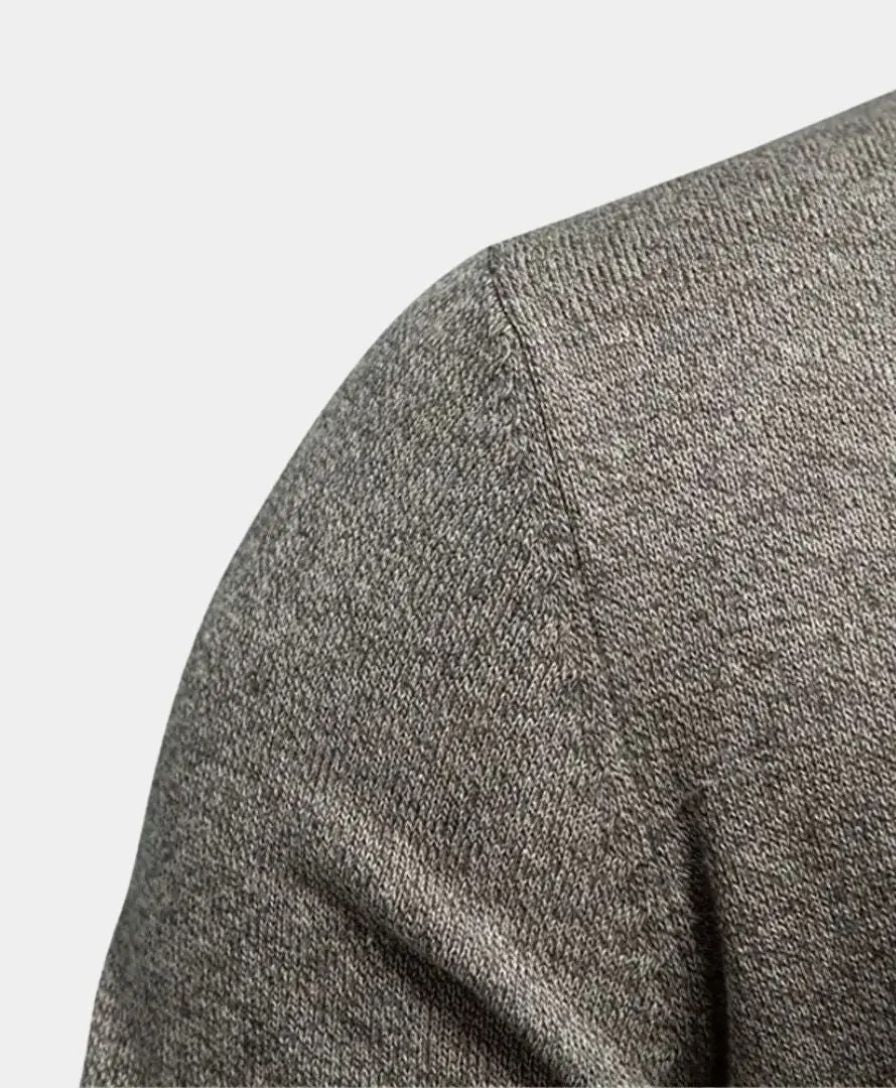 Knitted Cotton Sweater with High Collar - Leviana