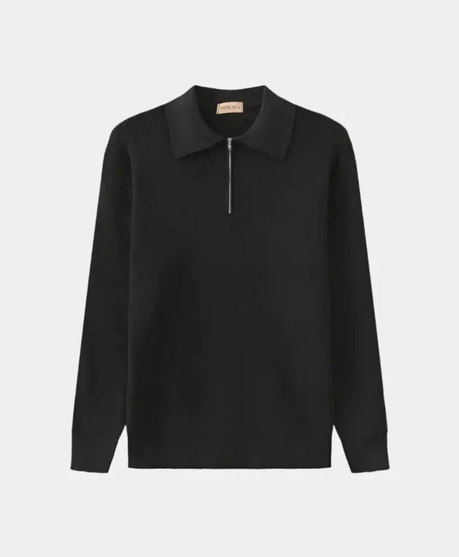 Essential Sweater with Zipped Polo - Leviana