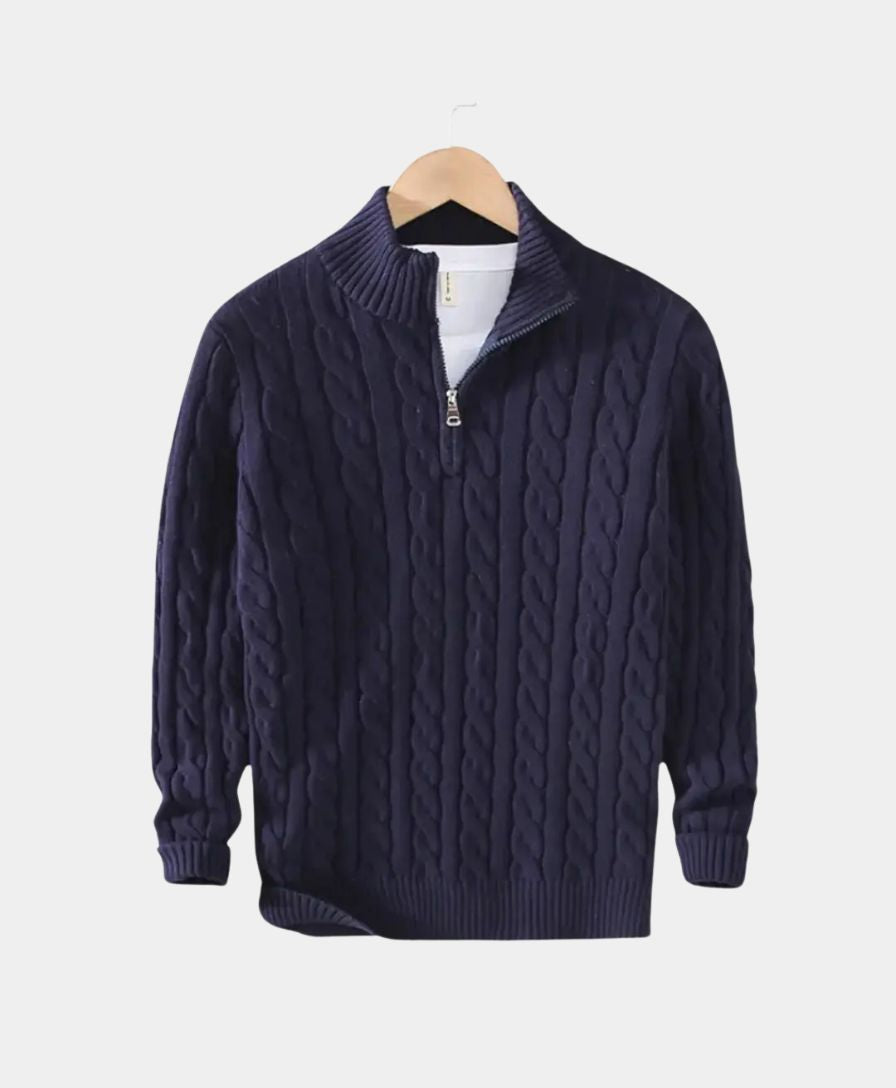 Essential Zip Collar Sweater - Leviana