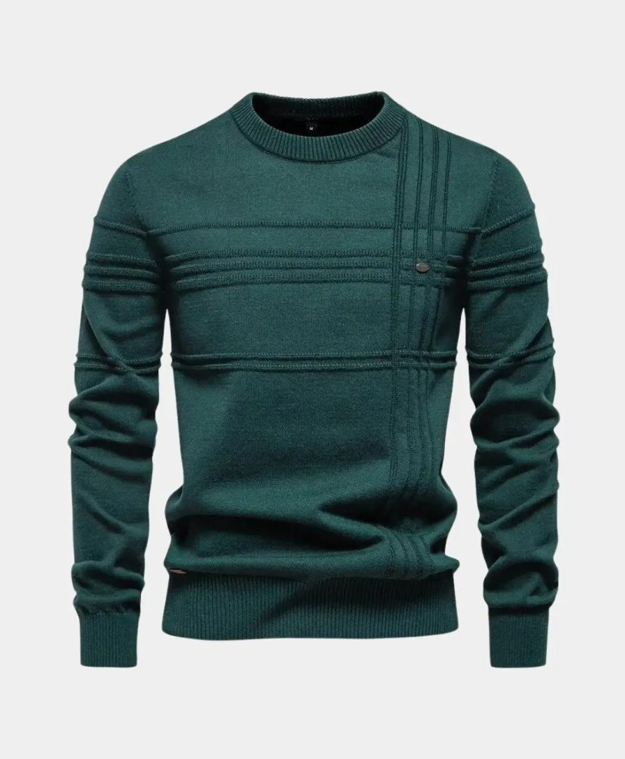 Knitted Striped Cotton Sweater - Leviana