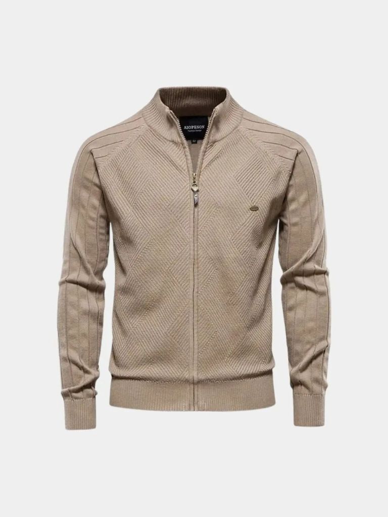 Simple Jacquard Zip Sweater - Leviana