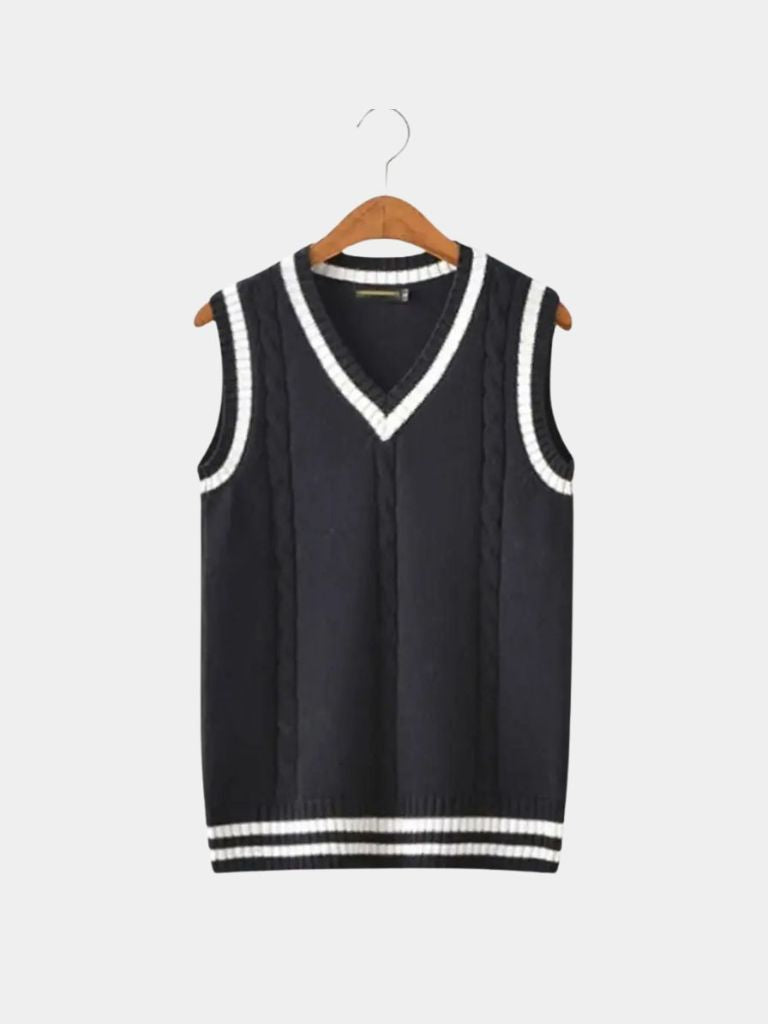 Elegant Knit Vest with V-Neck - Leviana