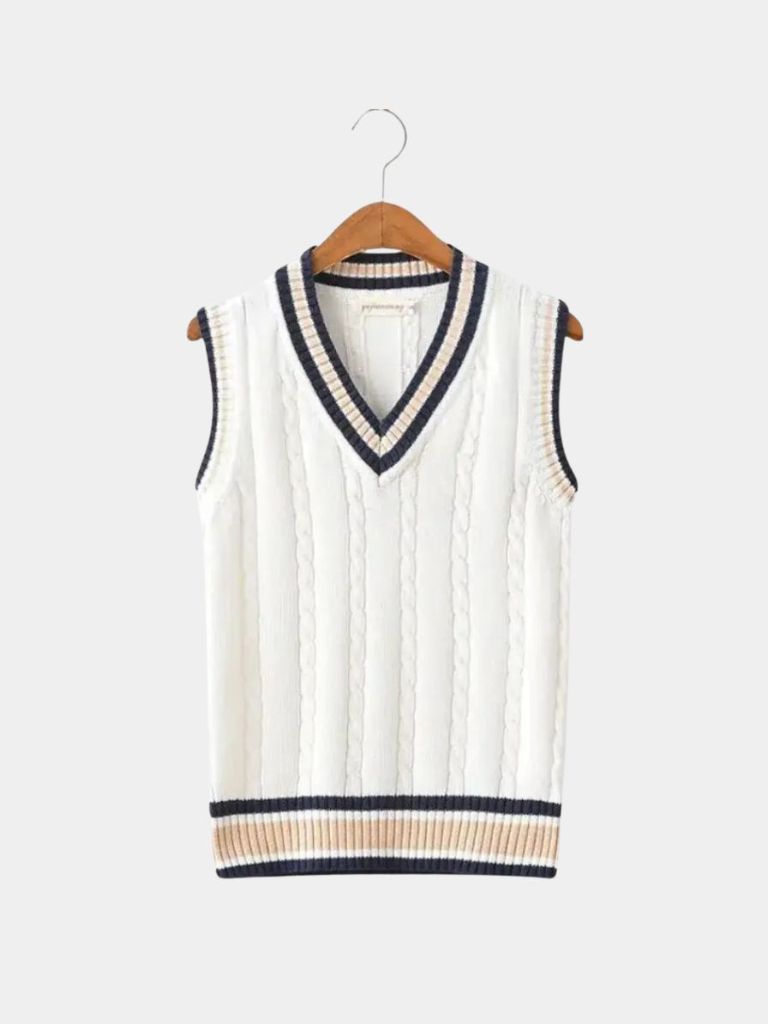 Elegant Knit Vest with V-Neck - Leviana
