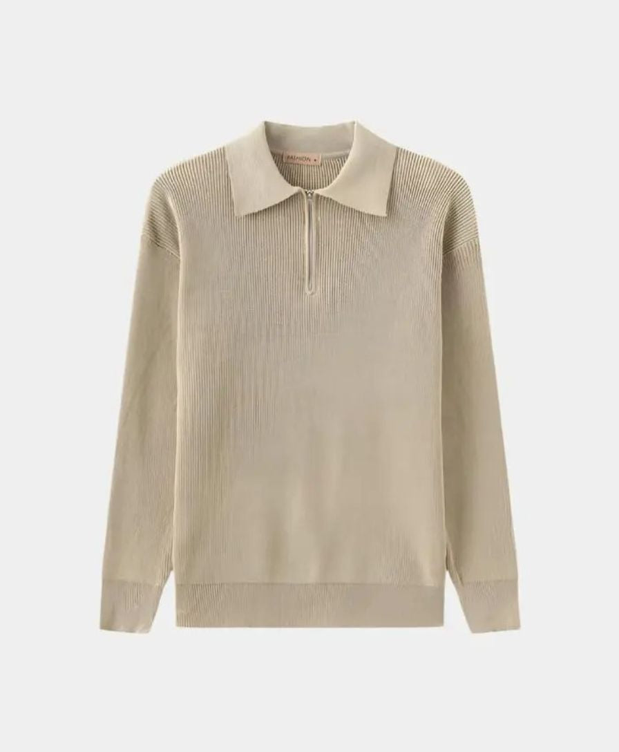 Essential Sweater with Zipped Polo - Leviana