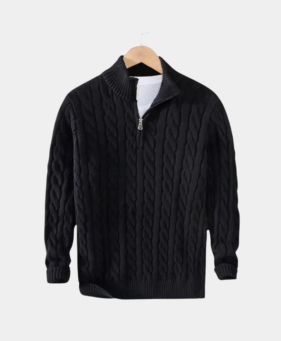 Essential Zip Collar Sweater - Leviana