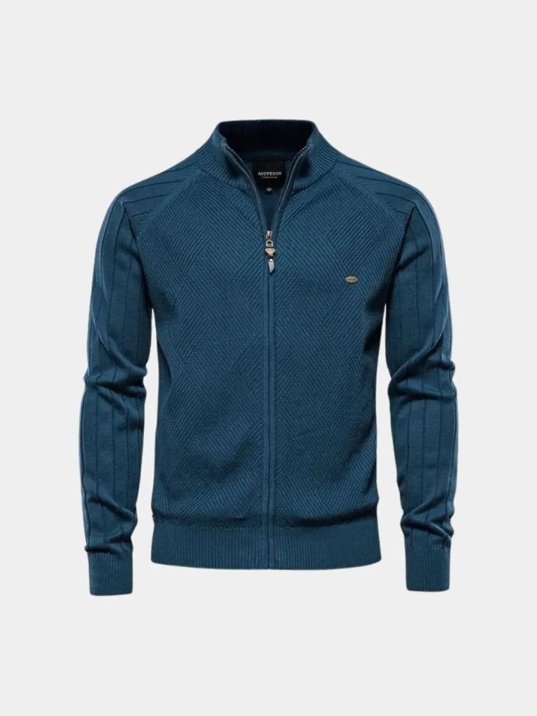 Simple Jacquard Zip Sweater - Leviana
