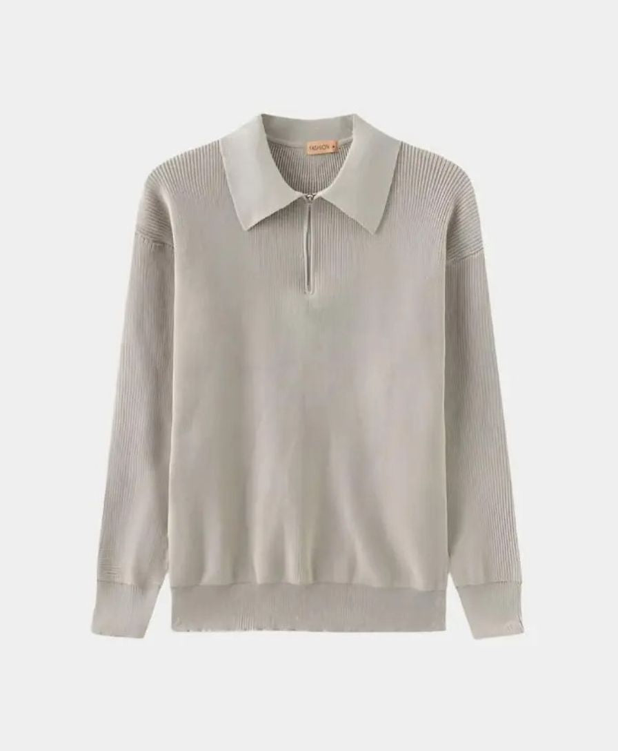 Essential Sweater with Zipped Polo - Leviana