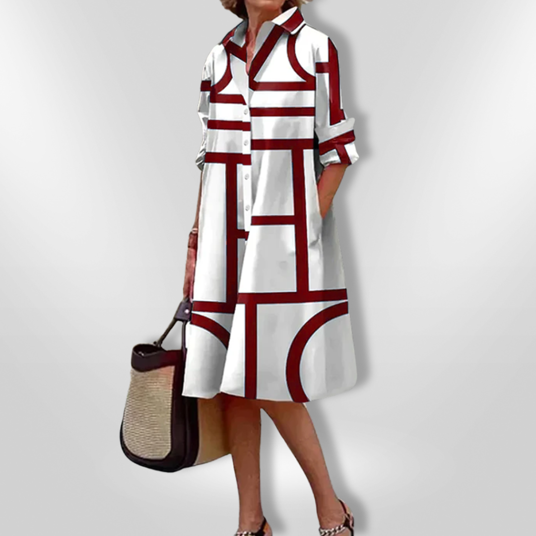 Amélie | Robe Midi avec Motif Géométrique