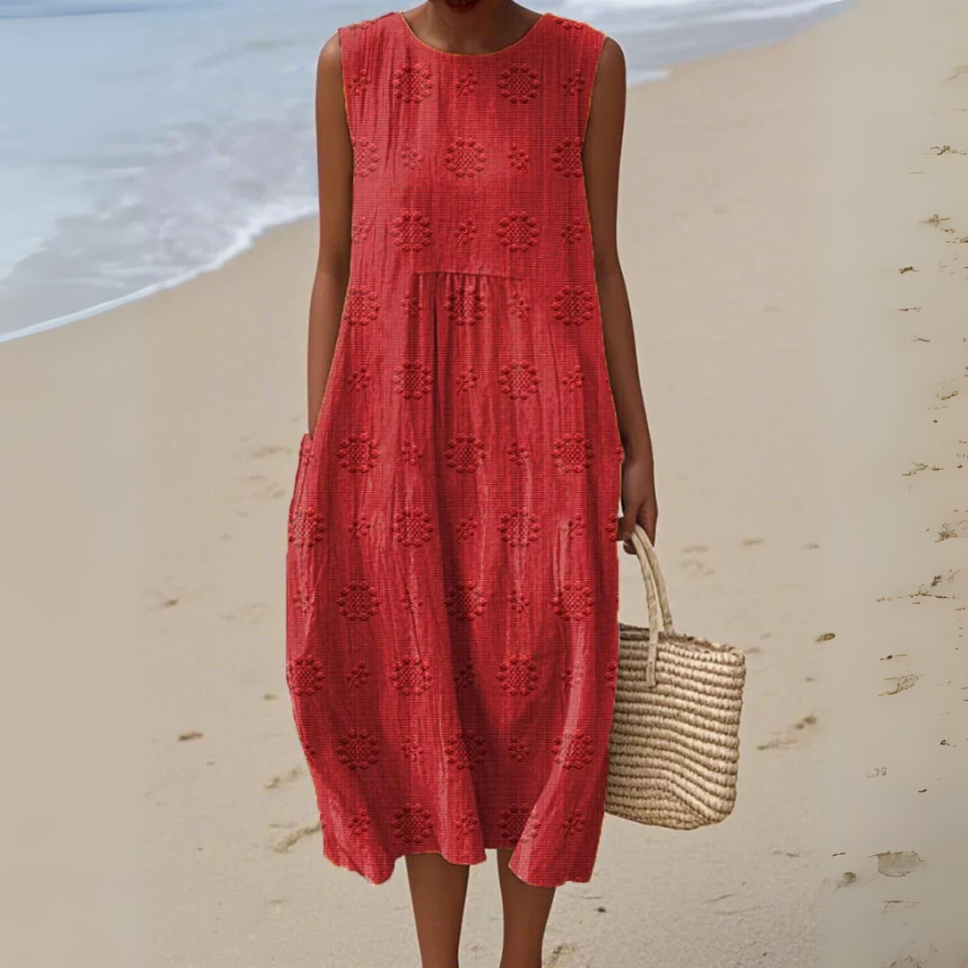 Leviana | Robe en Coton Élégante Sans Manches avec Broderie