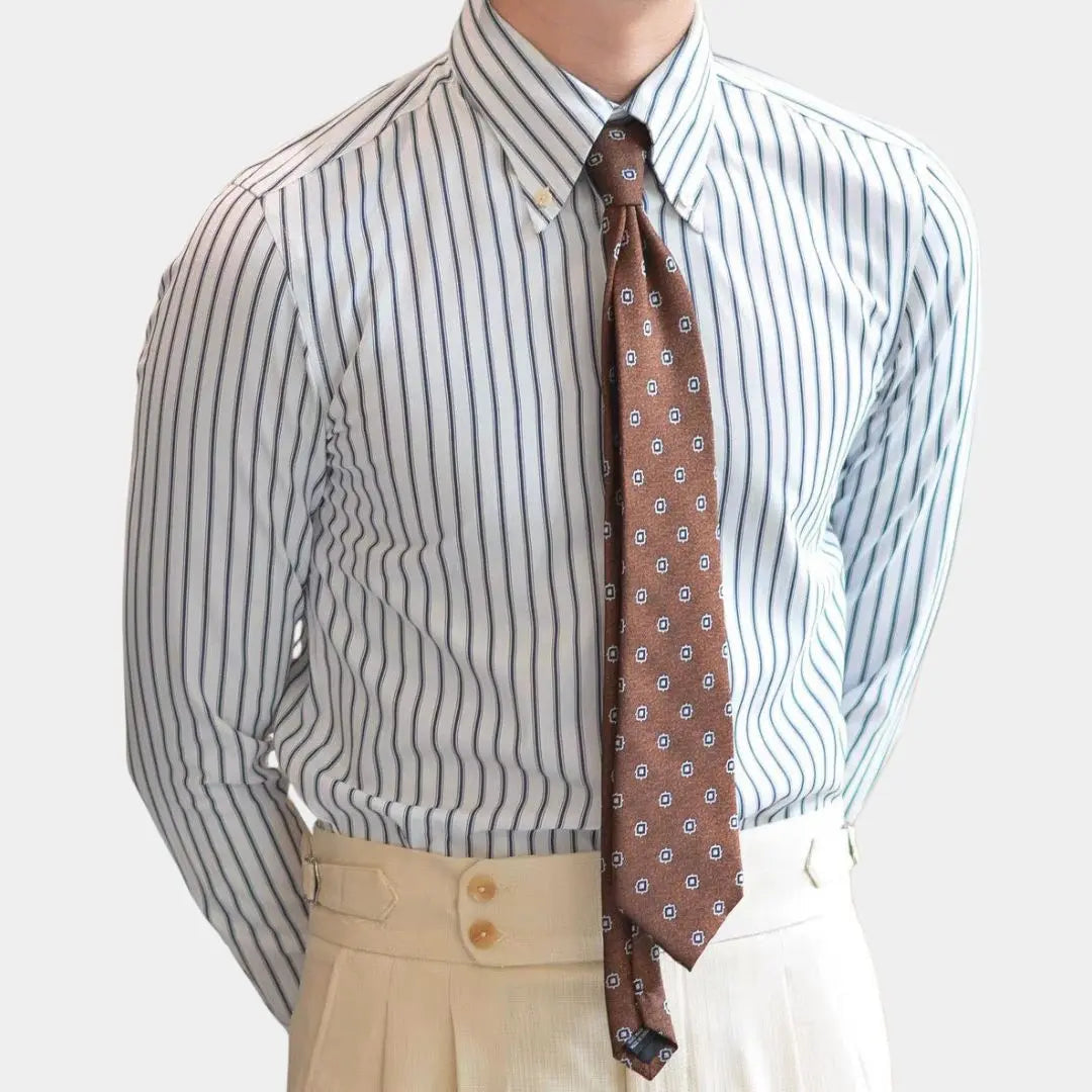 Navy Retro Striped Shirt by Leviana