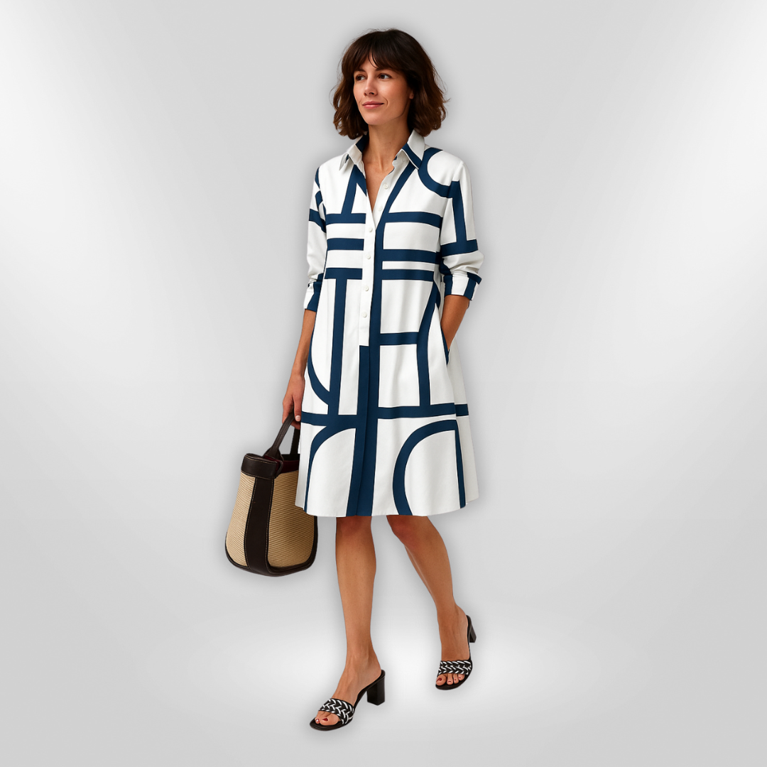 Amélie | Robe Midi avec Motif Géométrique