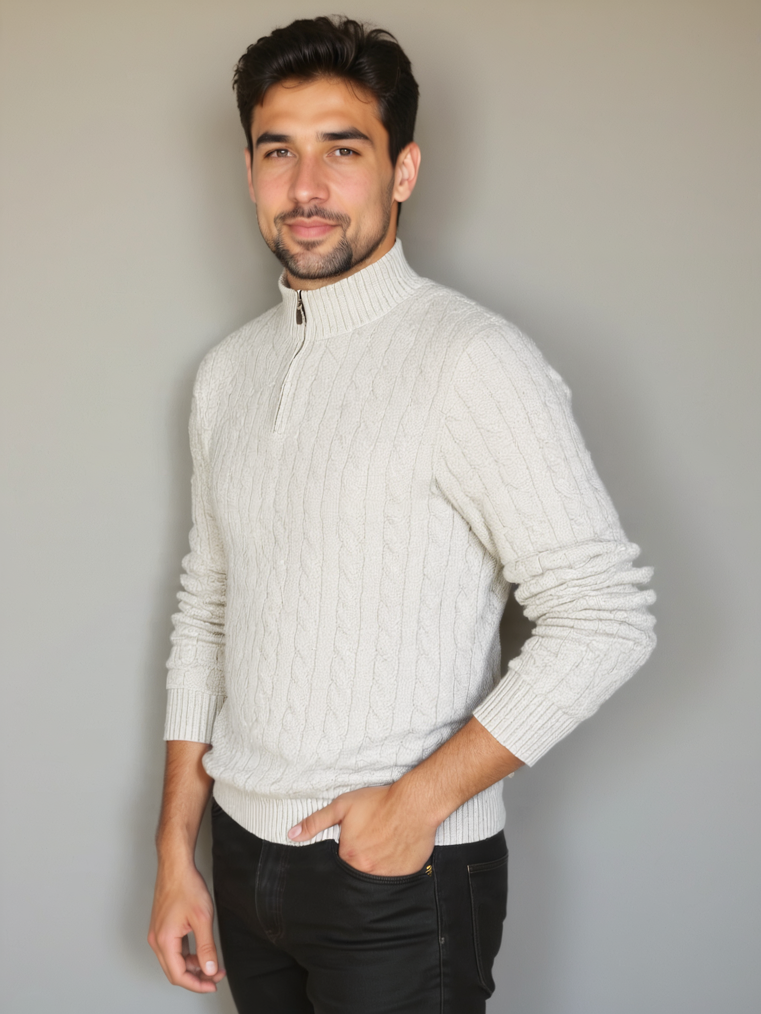 Essential Zip Collar Sweater - Leviana