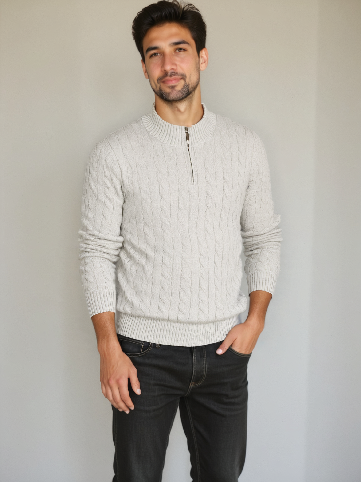 Essential Zip Collar Sweater - Leviana