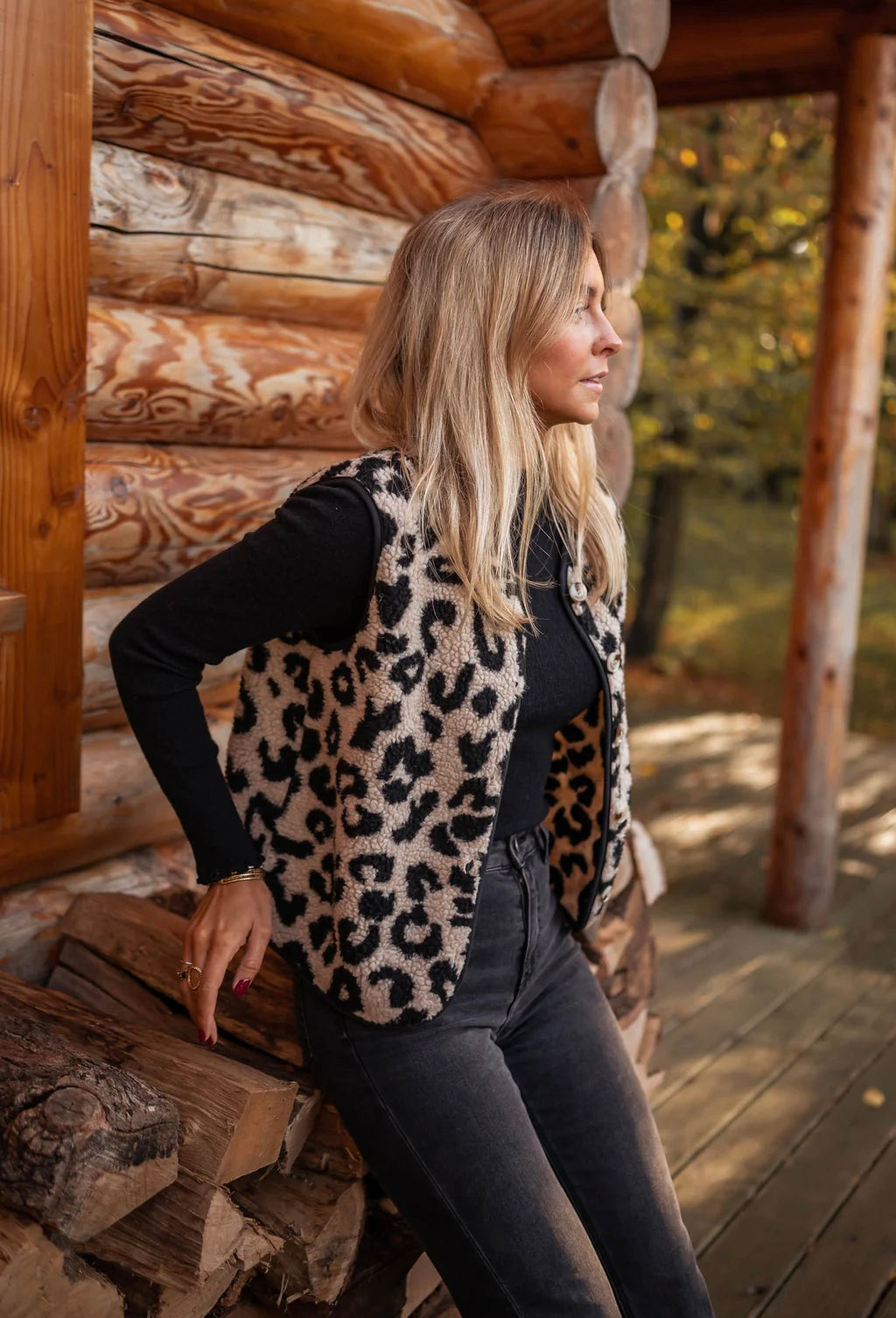 ASTRID | Gilet en tricot léopard